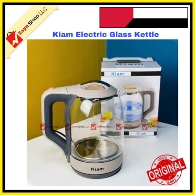 Picture of Kiam Electric Glass Kettle - PK824GL/BL-002 - 2L/1.8ltr - Glass Body - Double Dry-Boil Protection - Automatic Over Heat Protection - Kitchenware Electric Kettle