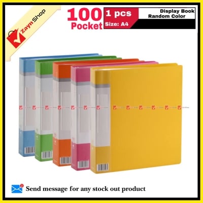 Picture of Display Book Plastic File Folder Display Presentation Book Thin 100 Pocket A4 Size Random color- 1pcs