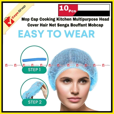 Picture of Kitchen Cap Mop Cap Cooking Kitchen Multipurpose Head Cover Hair Net Senga Bouffant Mobcap 10pcs(Blue)