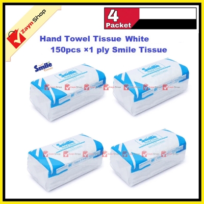 Picture of Smile Hand Towel Tissue - White-150pcs ×1 ply Smile Tissue pack of 4 packet