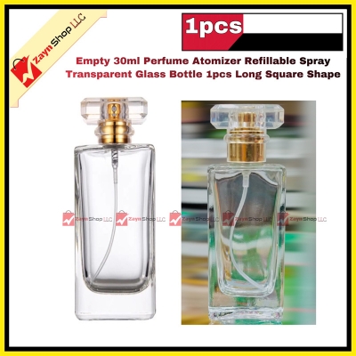 Picture of Empty 30ml Perfume Atomizer Refillable Spray Transparent Glass Bottle 1pcs Long Square Shape