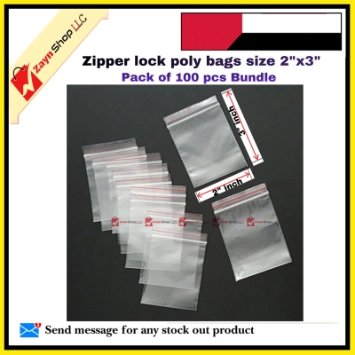 Picture of Zipper lock poly bag size 2"x3" pack of 100 pcs Bundle
