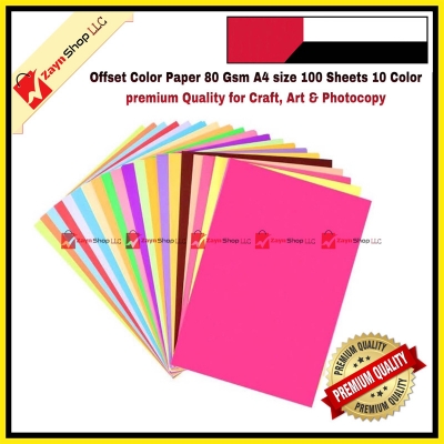 Picture of Offset Color Paper 80 Gsm A4 size 100 Sheets 10 Color premium Quality for Craft, Art & Photocopy