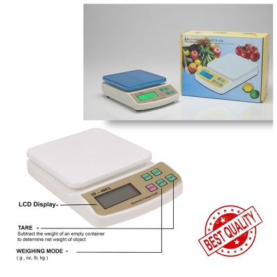 Picture of Electronic Digital Kitchen Scale Multi- Function- Tare Option 10kg LCD Display-Grams & Oz 10kg  Lightweight and Durable Design Boxed(White)