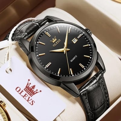 Picture of Fashionable Leather Analog Wrist Watches for Men Black & Brown ( Blue )