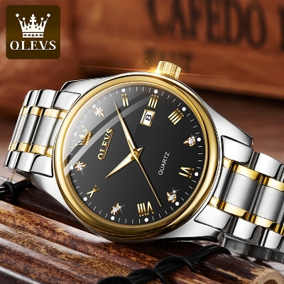 Picture of OS 5563 copy Golden Stainless Steel Analog Wrist Watch For Men - Watch For Men ( blue silver )