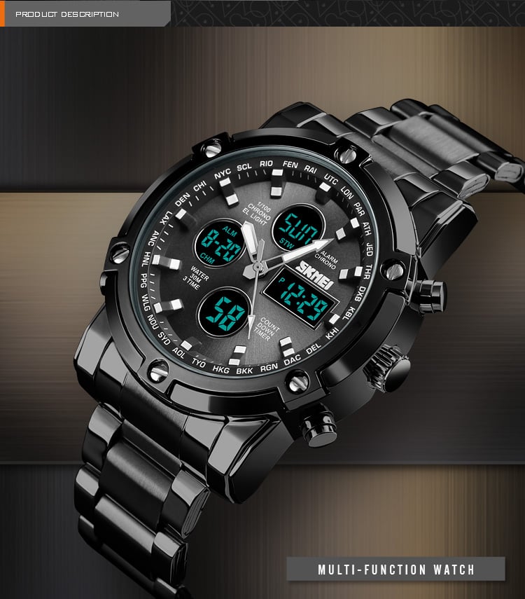 Picture of Versatile -Choice and Remark -SKMEI Fashionable Quartz Dual Display Watch 1389- Avant-garde Qualityful - Easy To care and Longive