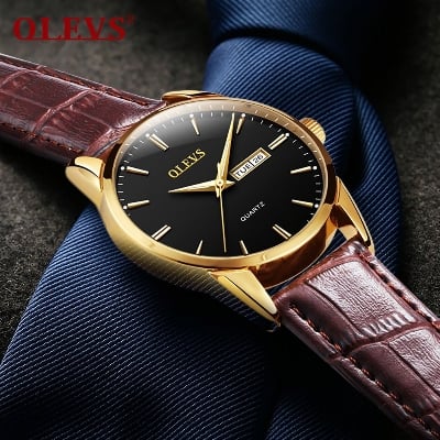 Picture of Inspired by olevs 6898 Top Brand Quartz Men Leather Strap Fashion Watch Date Watch Watch For Men