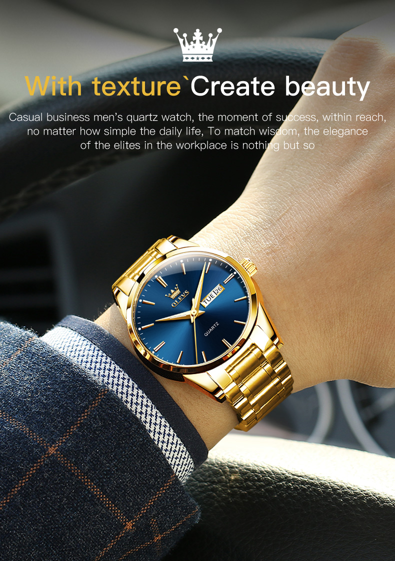 Picture of Inspired by OLEVS Fashion Men's Watch Business Classic Stainless Steel Strap Quartz Waterproof Watch For Men - 6898