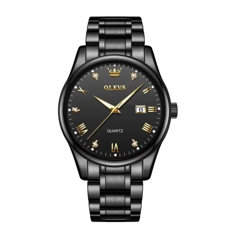 Picture of Inspired by Olevs 5563 copy Golden Stainless Steel Analog Wrist Watch For Men - Watch For Men
