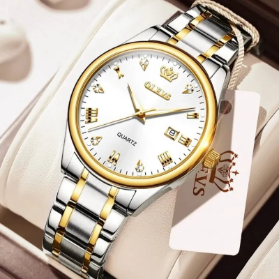 Picture of Inspired by Olevs 5563 copy Golden Stainless Steel Analog Wrist Watch For Men - Watch For Men