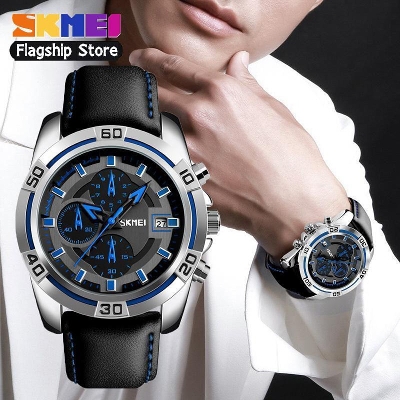 Picture of SKMEI 3 Chronograph Luxury Stylish Quartz Leather Straps Waterproof Wrist Watch For (Men & Boys) - 9156