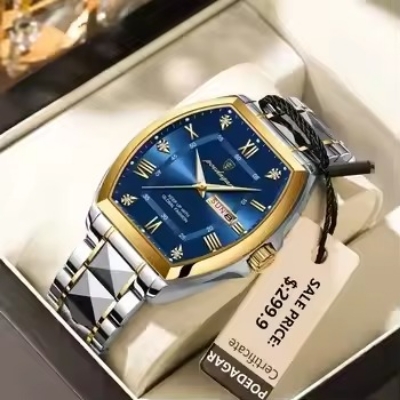 Picture of Inspired by podeghar new square os -Men's Watch, Quartz, Gold, Classic, Water Sports, Luminous, Waterproof, New Collection 5528