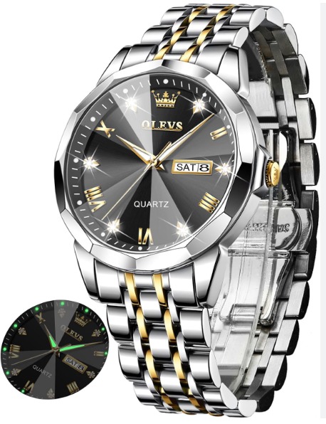 Picture of men Oli-vs 9931 New Business Quartz Watch For Men Dual Calendar Luxury Diamond Dial Waterproof Stainless Steel Strap Men Wristwatch - ঘড়ি