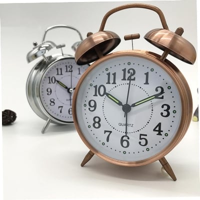 Picture of SWHONG Copper metal clock alarm clock mute student alarm clock 3 inch ( Gold )