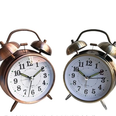 Picture of SWHONG Copper metal clock alarm clock mute student alarm clock 3 inch ( Gold )