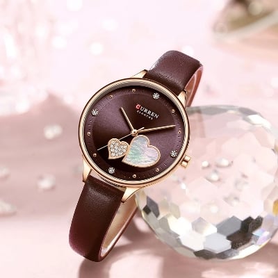 Picture of Inspired by CURREN Women Watches Fashion Luxury Watch Stylish Vintage Leather Strap High Quality Analog Quartz Ladies Watch Woman Wristwatch