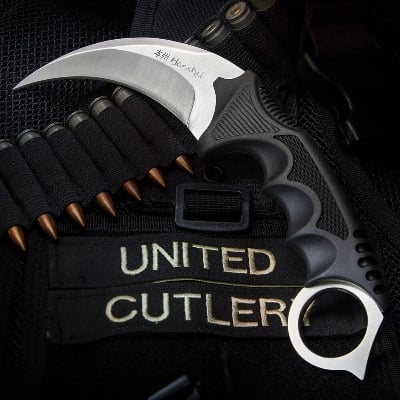 Picture of Knife Fixed Blade Tactical Camping Tool with Sheath and Cord for Camping Hunting，Fishing，Outdoor，Survival (Black) ( Black )