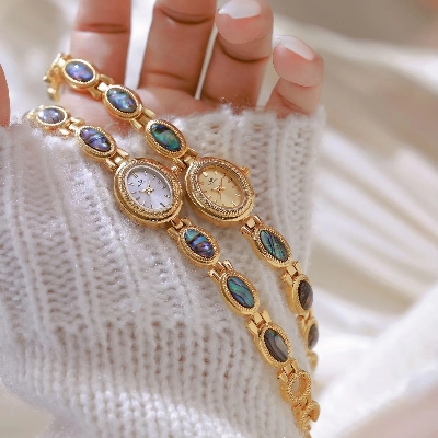 Picture of BS FA1835 Women Quartz Watch for Women Black Gold Abalone Shell Watches Gold Luxury Ladies Watch Woman Wristwatches Montre Femme