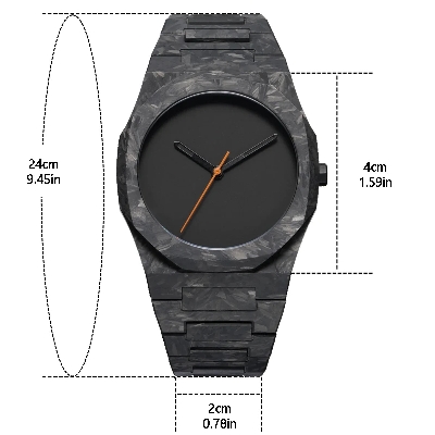 Picture of Black polycarbonate marble design quartz men's watch with classic oriental Arabic numerals and a new trend ( Black )