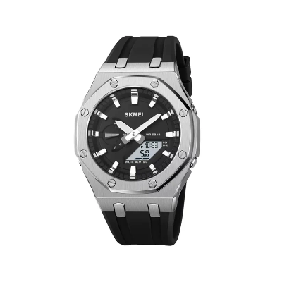 Picture of SKMEI 2243 Military Tactical Men’s Watch with LED Backlight & Dual Display-Black Silver
