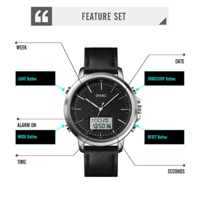 Picture of SKMEI 1652 Watch For Men-Silver Black