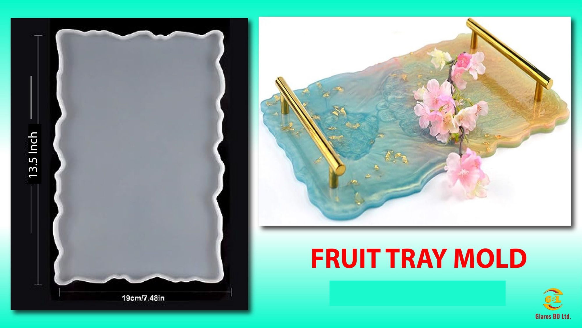 Picture of 12 inch Resin Tray Mold DIY Decorative Resin Casting Mold Silicone Mold Resin Craft Mold Without Handle White