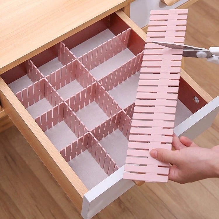 Picture of 6Pcs DIY Adjustable Drawer Dividers – Plastic Partition Boards for Space-Saving Organization (Multicolor)