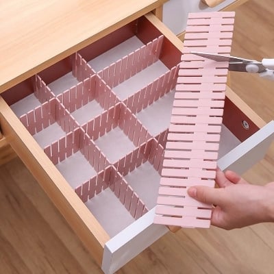 Picture of 6Pcs DIY Adjustable Drawer Dividers – Plastic Partition Boards for Space-Saving Organization (Multicolor)