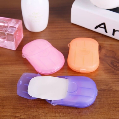 Picture of Travel Boxed Mini Flower Design Paper Soap Elliptical Box