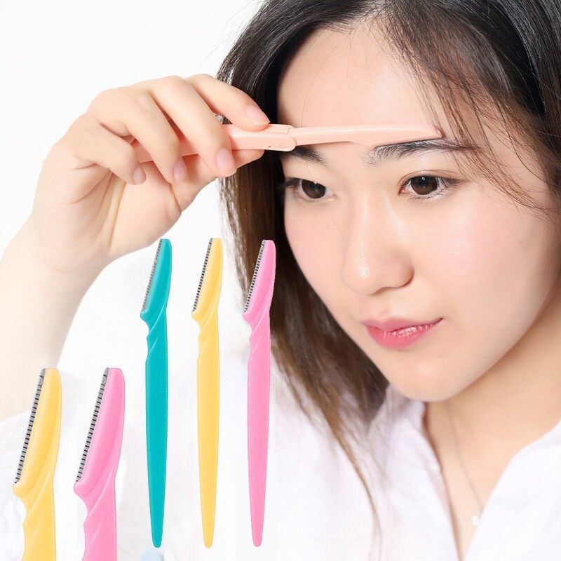 Picture of 3pcs Colorful Eyebrow Trimmer Face Hair Razors Women Eyebrow Shaver Hair Removal Makeup Tools