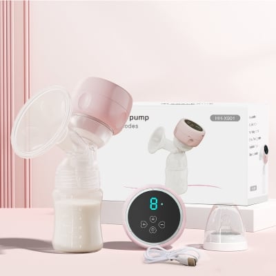 Picture of Electric Rechargeable Breastfeeding Pump Anti-Back Low Noise Breastfeeding Pump ( Pink )