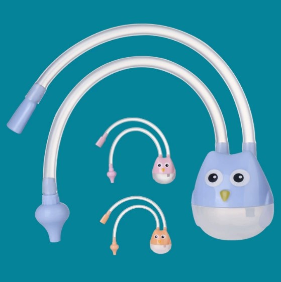 Picture of Newborn Baby Nasal Aspirator Owl Shape Comfortable Oral Suction Baby Safety Nose Cleaner Anti-reflux High Quality Silicone Snot Suction Pipe