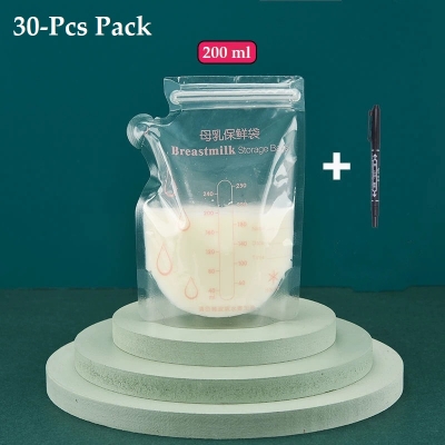 Picture of 30Pcs/bag Breast Milk Storage Bags Moisture-proof And leak-proof Food Freezer Breast Milk Storage Bag With Marker Pen ( 30Pcs+ Marker Pen )
