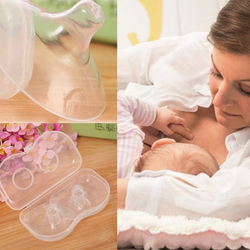 Picture of 2Pcs Full Silicone NippleProtection Cover NippleType Protector BreastCare for Moms Breastfeeding