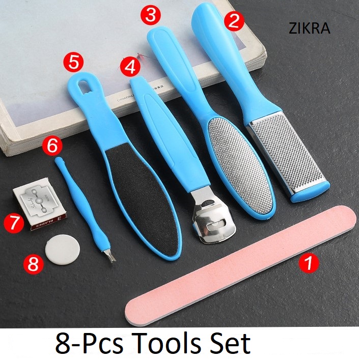 Picture of Foot Scrubber Set Pedicure Rasp Remover Stainless Steel Foot Cuticle Skin Callus Remover (8-Pcs OPP) ( 8-Pcs Set )