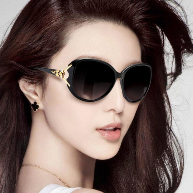 Picture of Premium Round Frame Ultraviolet Protection Ladies Sunglass ( Black )