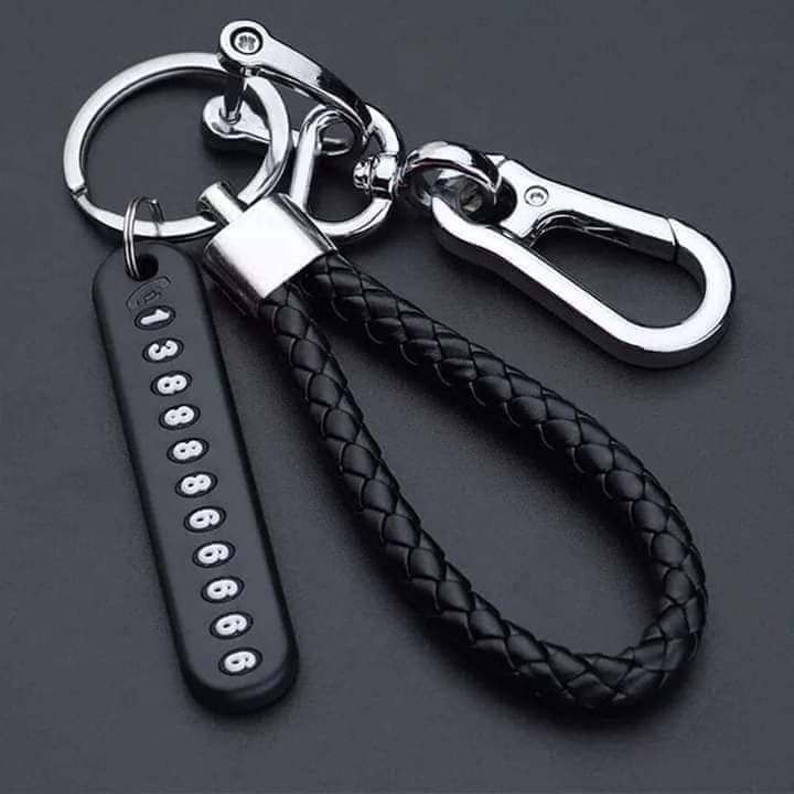 Picture of Pendant keychain Phone Number Bicycle Car Auto Motor Cycle Key Ring Anti-Lost Number Plate Mobile Number Gift for Husband ( 0.02 )
