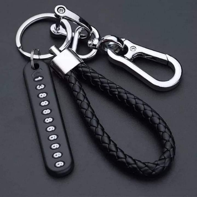 Picture of Pendant keychain Phone Number Bicycle Car Auto Motor Cycle Key Ring Anti-Lost Number Plate Mobile Number Gift for Husband ( 0.02 )