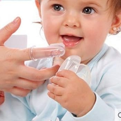 Picture of Soft Silicone Baby Finger Toothbrush Children's Teeth Cleaning Toothbrush Baby Tongue Cleaning Brush Pet Cleaning Tools-1pcs ( White )