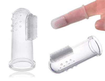Picture of Soft Silicone Baby Finger Toothbrush Children's Teeth Cleaning Toothbrush Baby Tongue Cleaning Brush Pet Cleaning Tools-1pcs ( White )