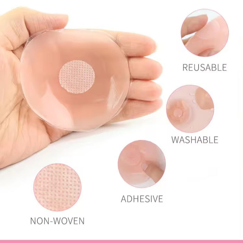 Picture of Women Silicone Nipple Stickers Anti-bump Chest Pad Lift Nipple Cover Pads 1-Pair ( Skin Colo )