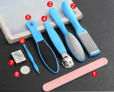 Picture of ZIKRA Stainless-Steel Dead Skin Shaved Feet Exfoliating Scrubber Heel 8-Pcs/Set ( Milticolor )