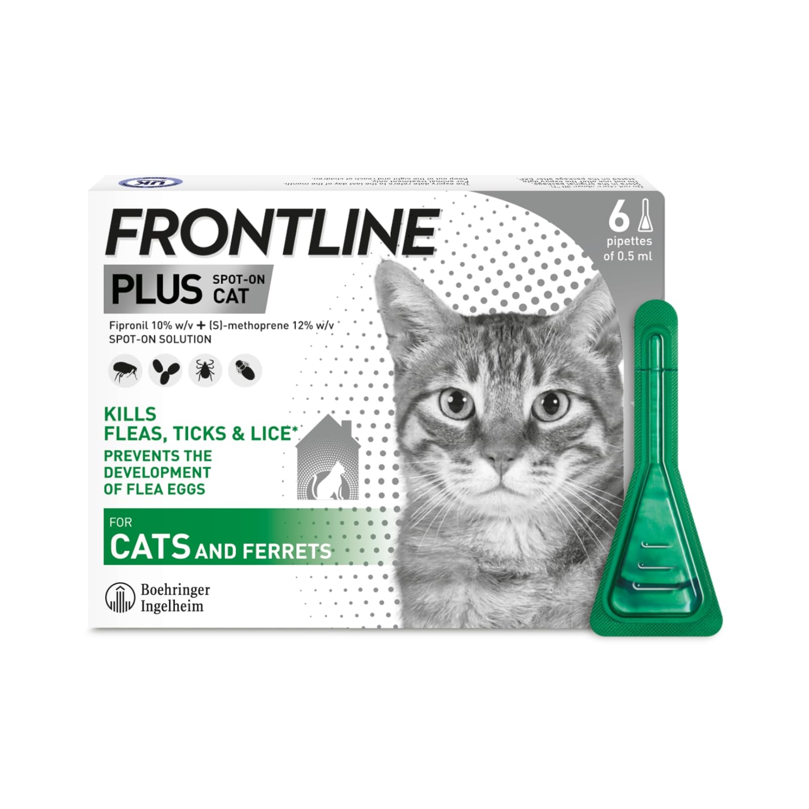 Picture of Frontline Plus Flea & Tick Spot On for Cats (0.50ml x 3 pipettes)