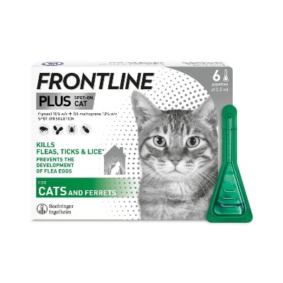 Picture of Frontline Plus Flea & Tick Spot On for Cats (0.50ml x 3 pipettes)