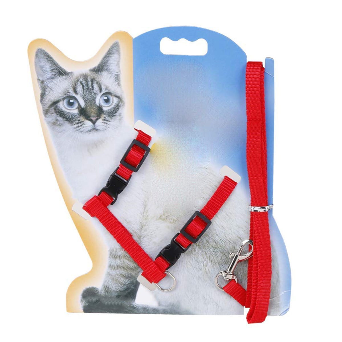 Picture of Generic Nylon Pet Cat Kitten Adjustable Harness Lead Leash Collar Belt Safety Rope