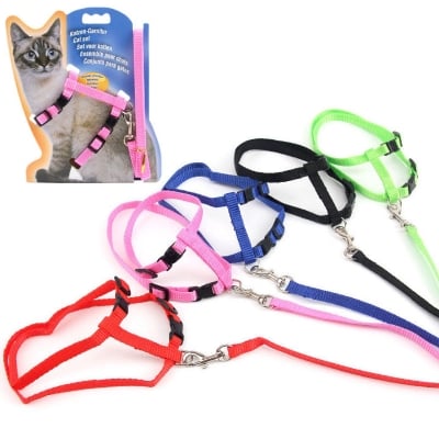 Picture of Generic Nylon Pet Cat Kitten Adjustable Harness Lead Leash Collar Belt Safety Rope
