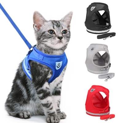 Picture of Cat Pet Kitten Cats/Dogs Puppy Harness & Leash Breathable Reflective -Random (M Size)