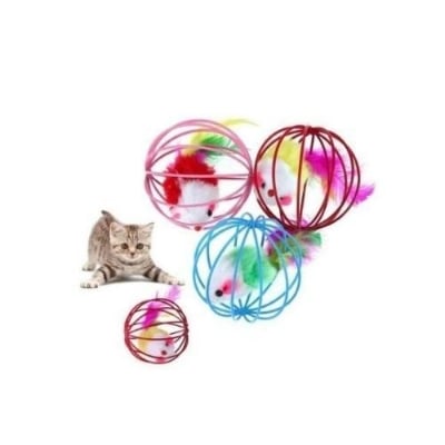 Picture of Cat Scratch Ball Toys Cat Interactive Toys Simulated Mouse in Rat Cage Ball Toy Funny Cat Toys Pet Accessories