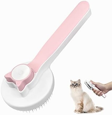Picture of High Quality Pet Push Brush Automatic Plastic Shedding Hair Remove Tool Dog Cat Loose Hair Comb For Pet Faces Fur Nozzle Grooming
